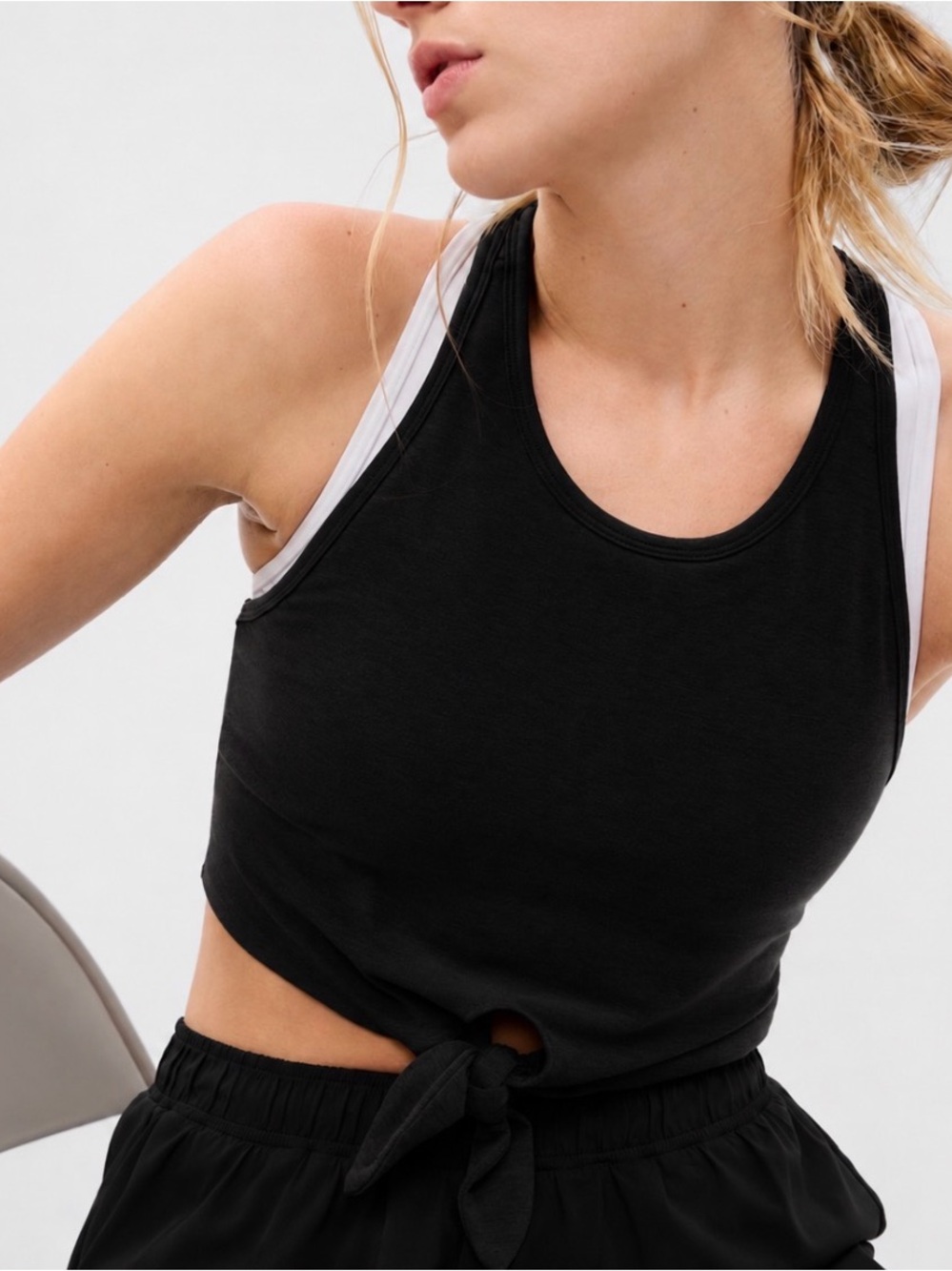 Gap Fit Black Tie Crop Top